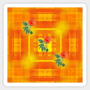 Shining Plaids With Hibiscus Sticker